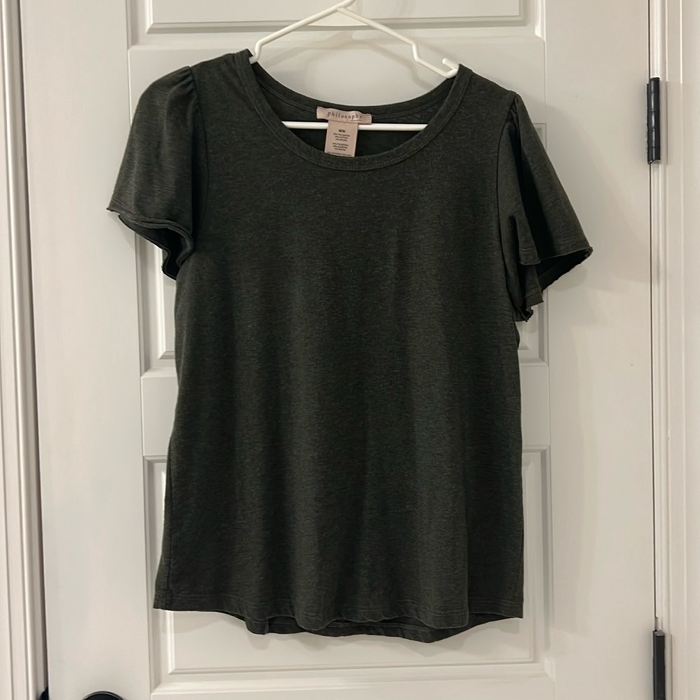 Philosophy, dark green shirt
